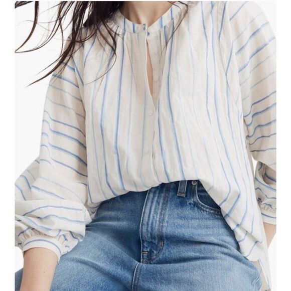 Madewell Cotton Stripe Blouse - Picture 1 of 7